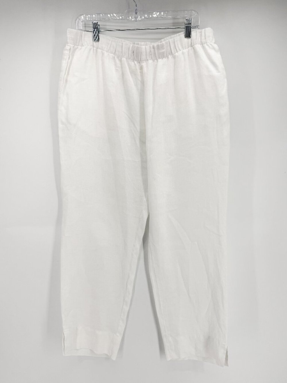 Birds Of Paradis Pants White Linen Ankle Elastic Waist (missing Drawstring) L - Picture 2 of 10